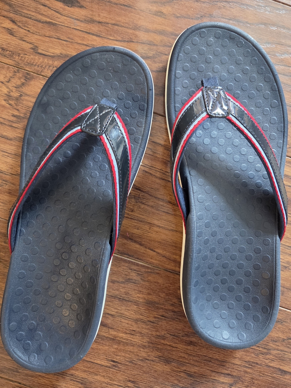 Vionic Tide Sport Navy Red Orthotic Flip Flop Sandals Women's Size 9
